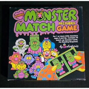 Vintage 1986 Colorforms Lovable Monster Match Memory Game 72 Cards Retro Kids